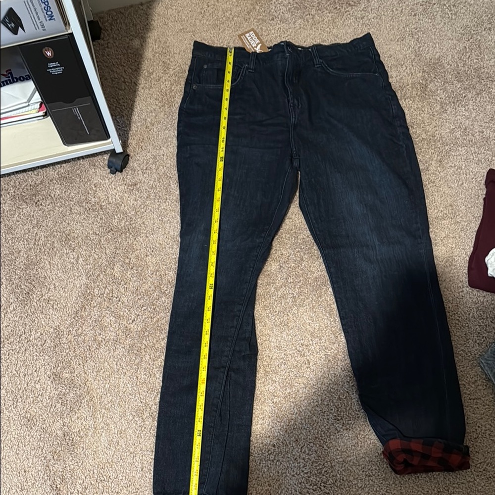 Eddie Bauer dark wash flannel lined jeans - Picture 4 of 5